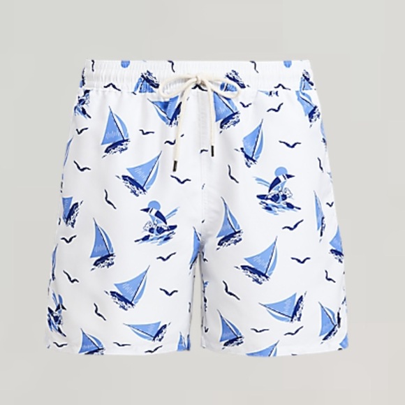 Polo Ralph Lauren 5.75-Inch Traveler Classic Swim Trunk Bear Sailboat Logo - Picture 2 of 10